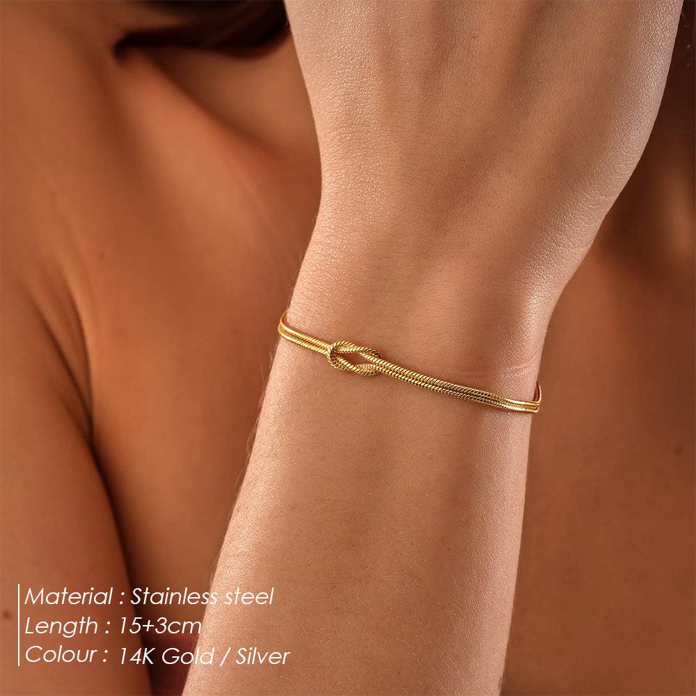 Simple Knotted Snake Bone Chain Stainless Steel Trendy Bracelet Drip Depot