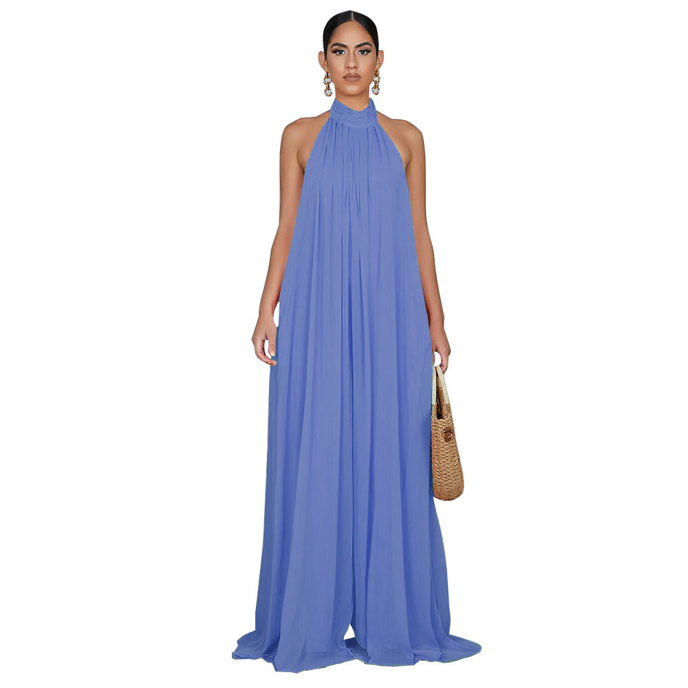Sleeveless Backless Chiffon Jumpsuit