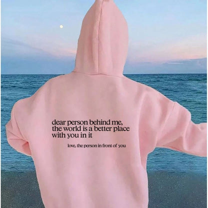 Letter Print Fleece Hoodie Sweatshirt