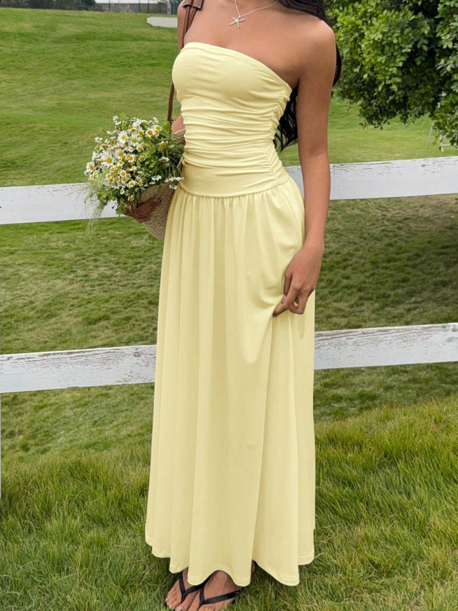 Sleeveless Slim Fit Ruched Dress Drip Depot