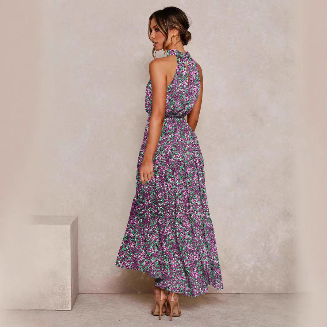 Polka Dot Halter Neck Long Dress
