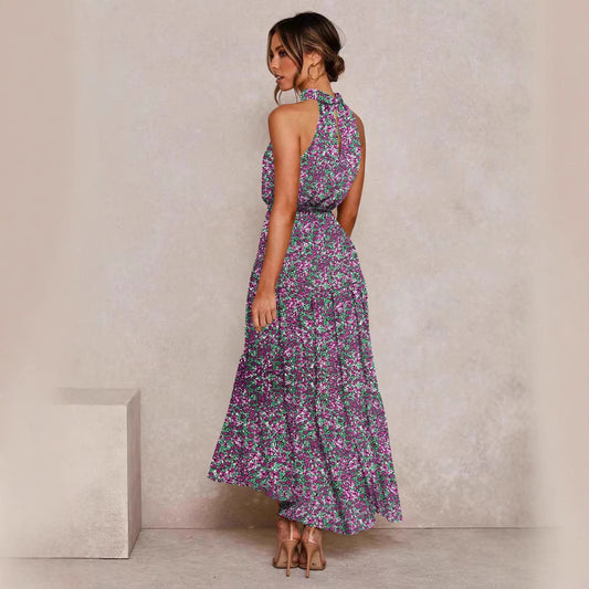 Polka Dot Halter Neck Long Dress