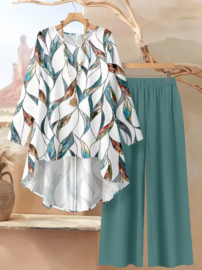 Printed Wide-Leg Pants for  Set
