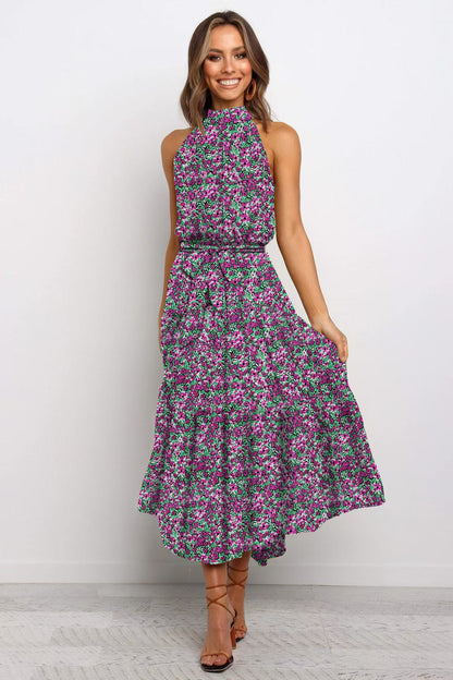 Polka Dot Halter Neck Long Dress
