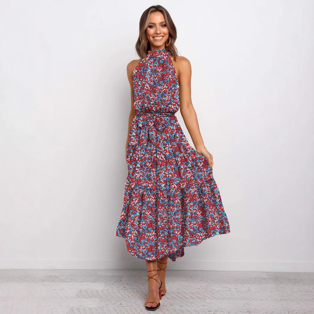 Polka Dot Halter Neck Long Dress