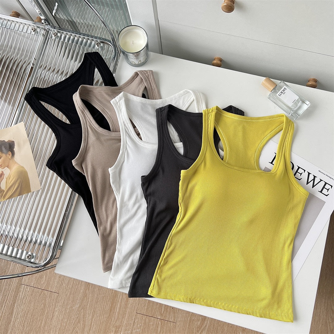 American-Style Racerback Tank Top with Chest Pads