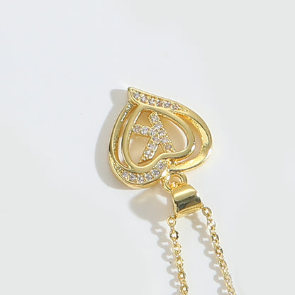 Heart Shape Zircon Letter Necklace