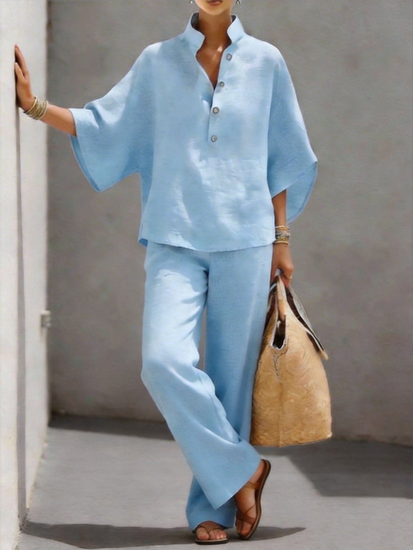 Women's Cotton Linen Shirt and Pants Set Drip Depot
