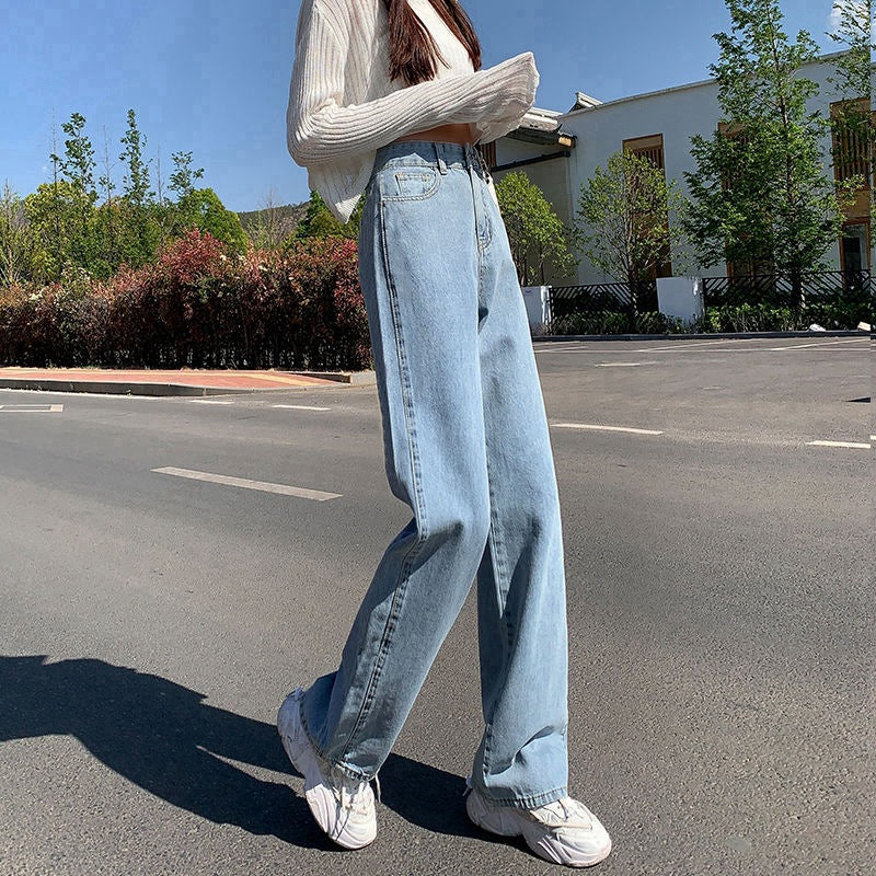 High Waist Wide Leg Denim Pants