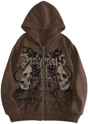 Gothic Skull Zip Up Hoodie