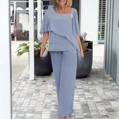 Chiffon Beaded Wide-Leg Pants