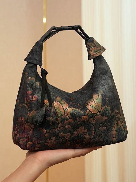 Xiangyunsha Crescent Crossbody Bag with Drawstring