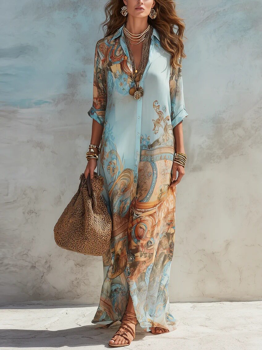 Flowy Retro Print Dress