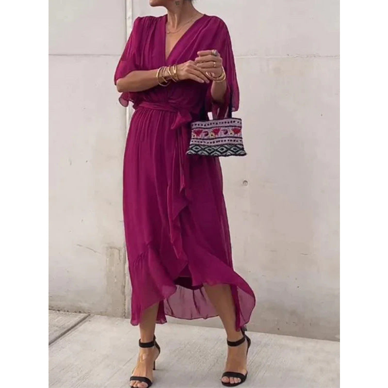 Elegant Bat Sleeve Long Dress Drip Depot