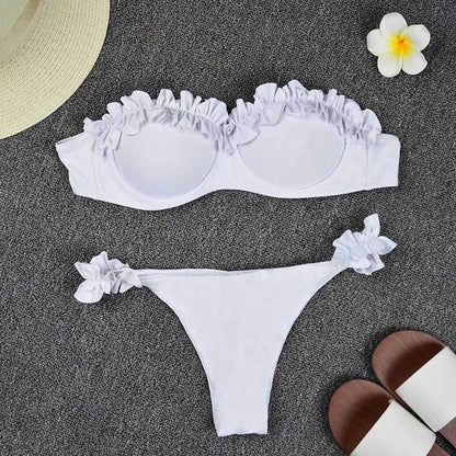 Solid Color Bikini Swimsuit with Underwire