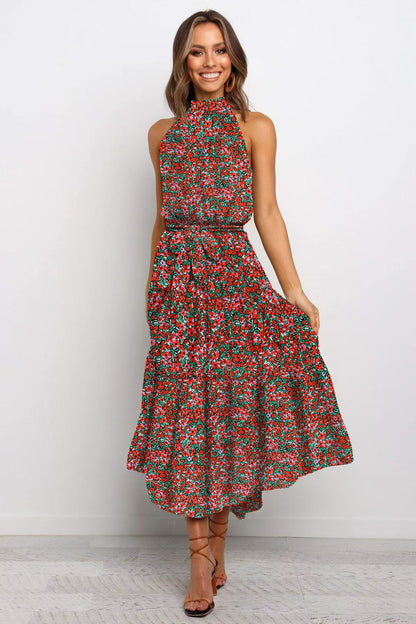 Polka Dot Halter Neck Long Dress