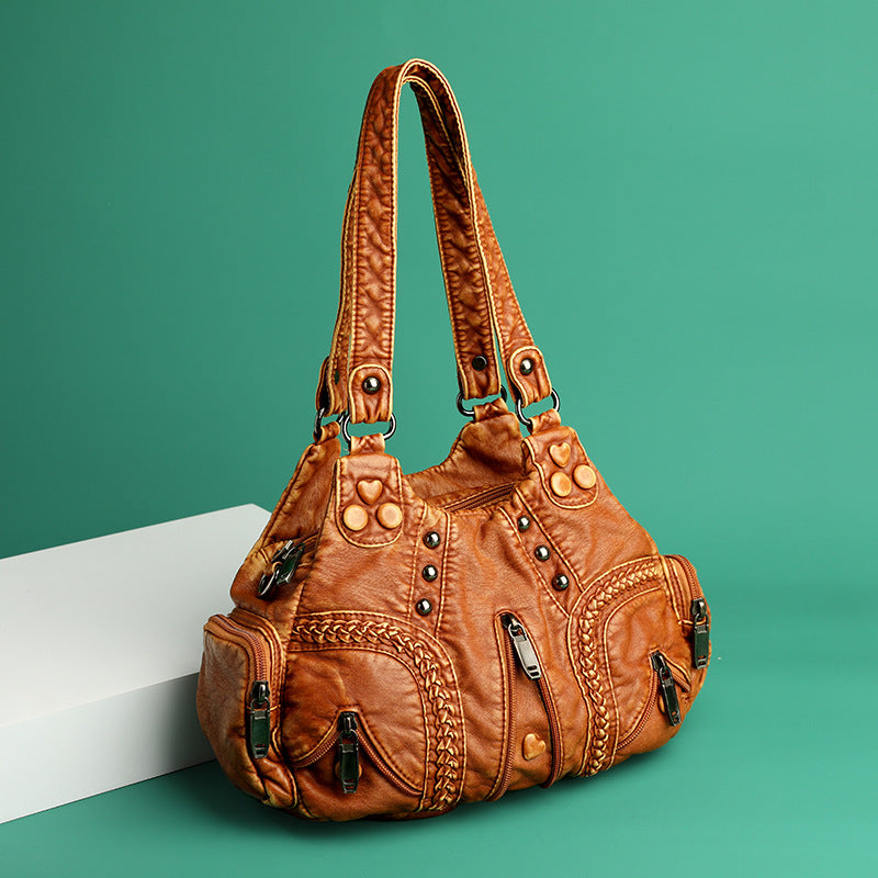 Soft Leather Crossbody Bag with Large Capacity Drip Depot