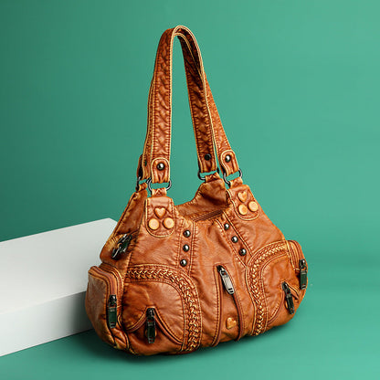 Soft Leather Crossbody Bag with Large Capacity Drip Depot