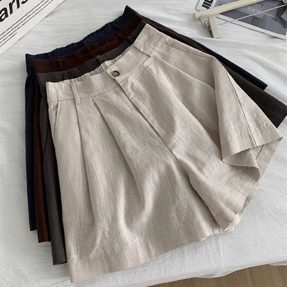 Washed Vintage Linen Cotton Shorts