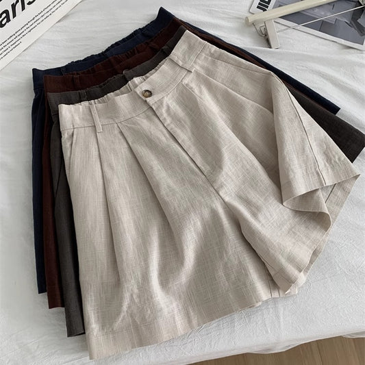 Washed Vintage Linen Cotton Shorts