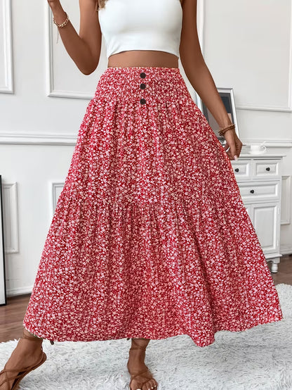 Floral Patchwork A-Line Skirt