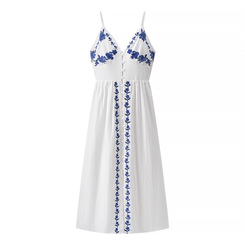 Chinoiserie Embroidered Suspender Dress