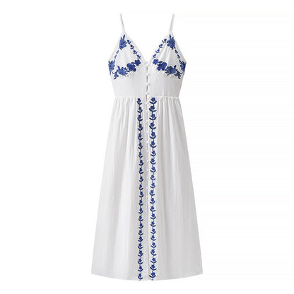 Chinoiserie Embroidered Suspender Dress
