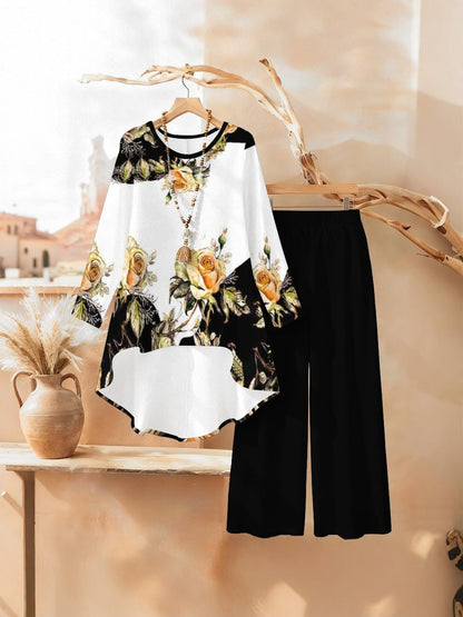 Printed Wide-Leg Pants for  Set