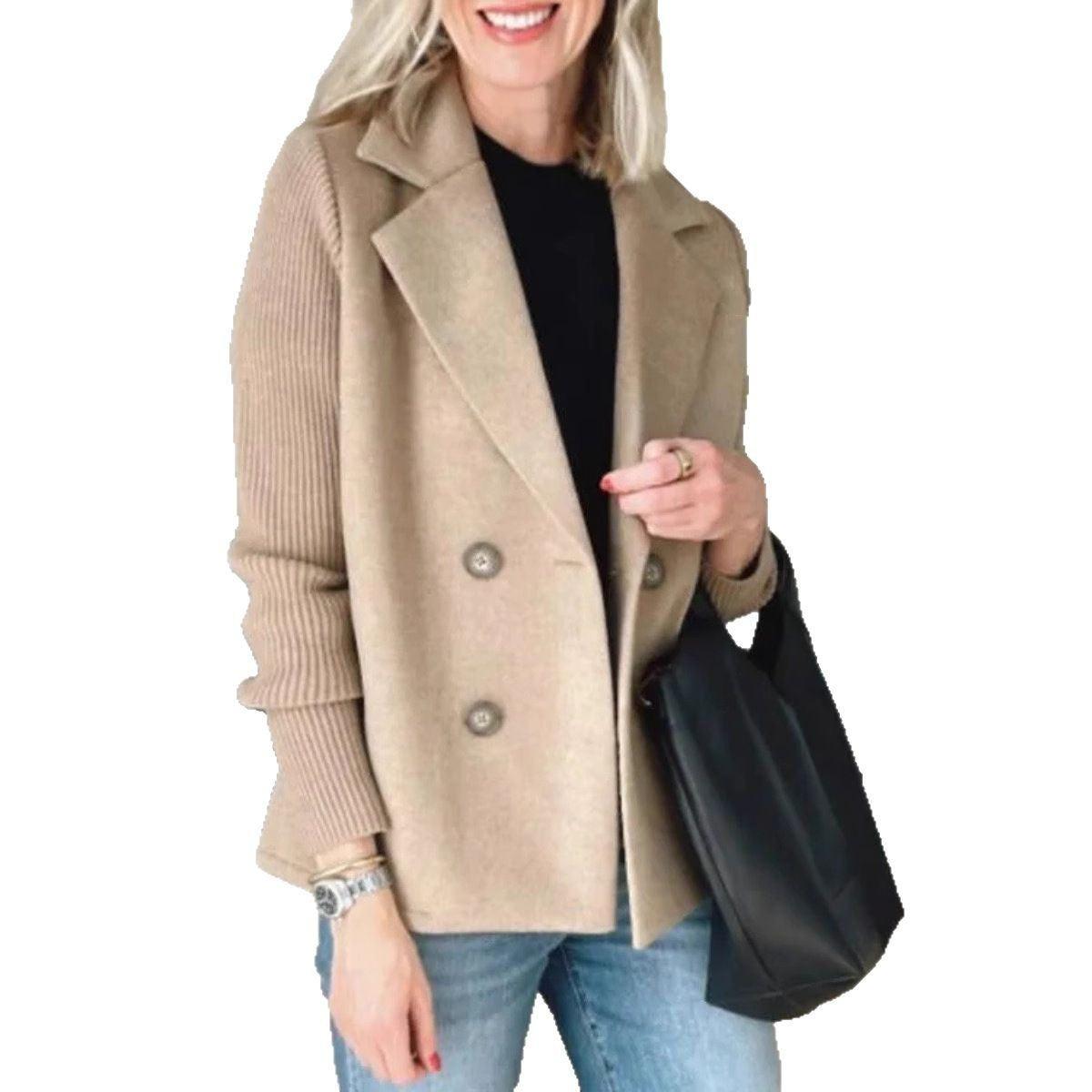 Wool Blend Splicing Jacket