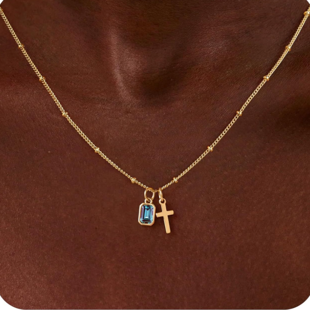 Gold Plated Cross Zircon Necklace
