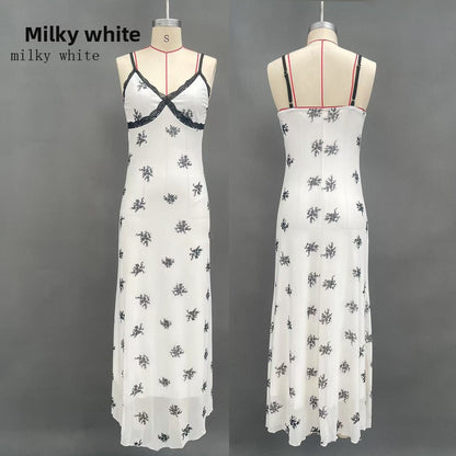 V Neck Slim Backless Suspender Dress for Women