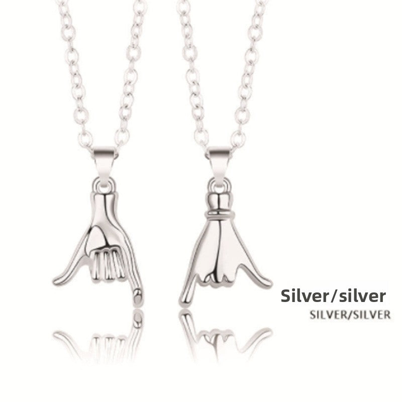 Geometric Hook Couple Pendant Necklace