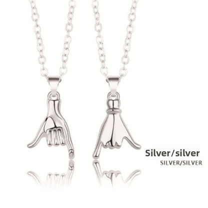 Geometric Hook Couple Pendant Necklace