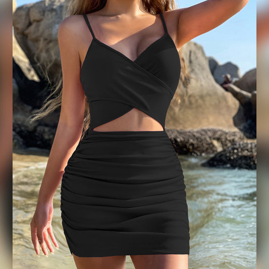 Cross-Strap Hollow-Out Dress