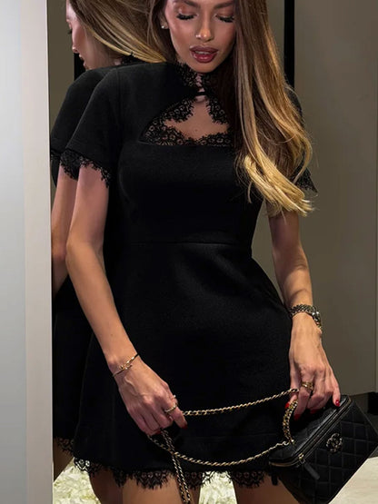Lace Hollow-Out Slim Fit Dress