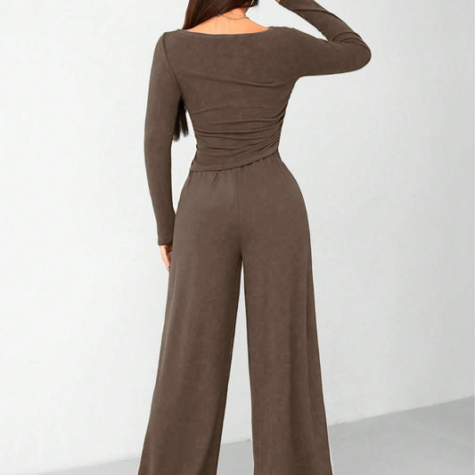 Wide-leg two-piece set
