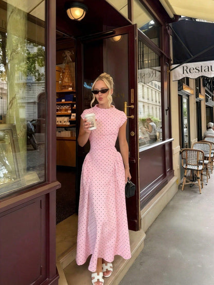 French Classic Polka Dot Knitted Dress