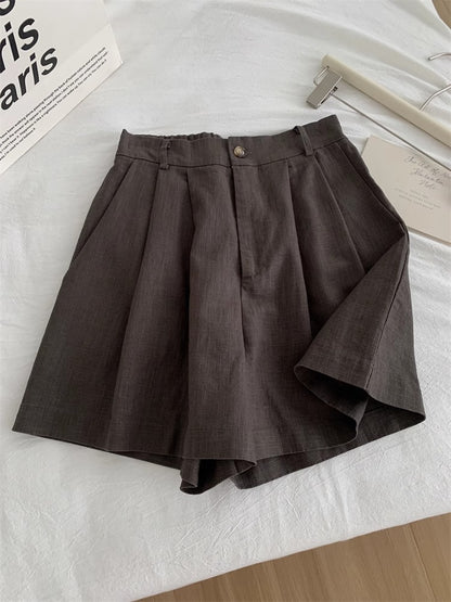 Washed Vintage Linen Cotton Shorts