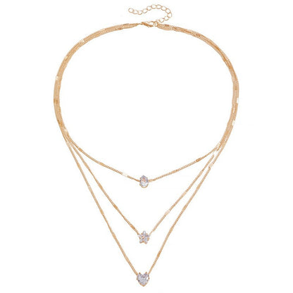 Layered Geometric Pendant Alloy Necklace