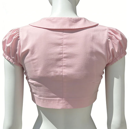 Doll Collar Puff Sleeve Double-Breasted Jacket