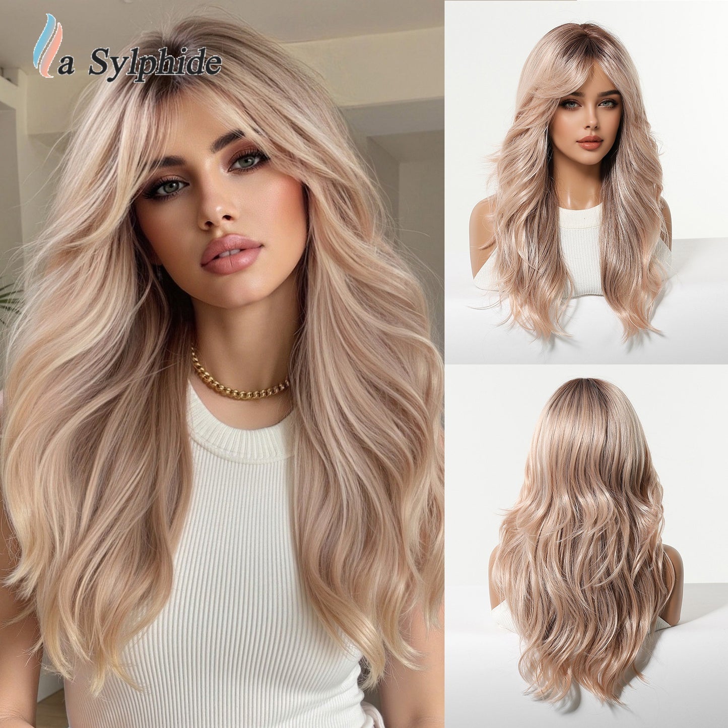 Long Curly Synthetic Hair Wig with Gradient Colors 24inch