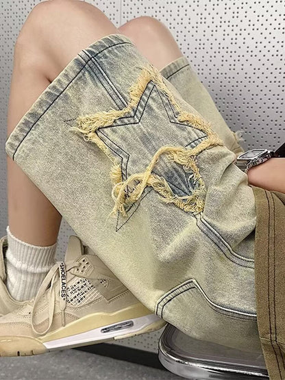 Unisex Washed Denim Five-Point Shorts Drip Depot