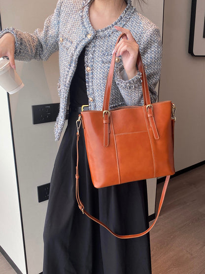 Leather Tote Bag with Adjustable Strap