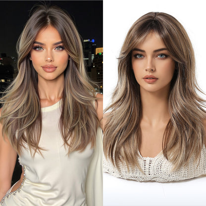 Long Curly Synthetic Hair Wig with Gradient Colors 24inch