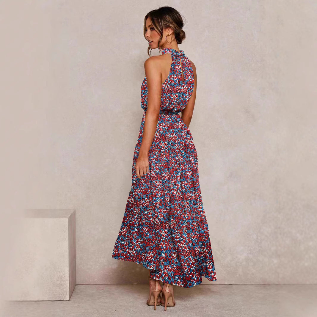 Polka Dot Halter Neck Long Dress