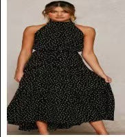 Polka Dot Halter Neck Long Dress