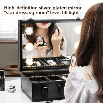 Cosmetic Case with Light and Mirror Storage Bag