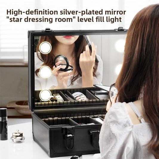 Cosmetic Case with Light and Mirror Storage Bag