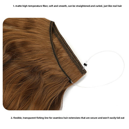Seamless Fish Line Hair Extension Curly Synthetic Wig