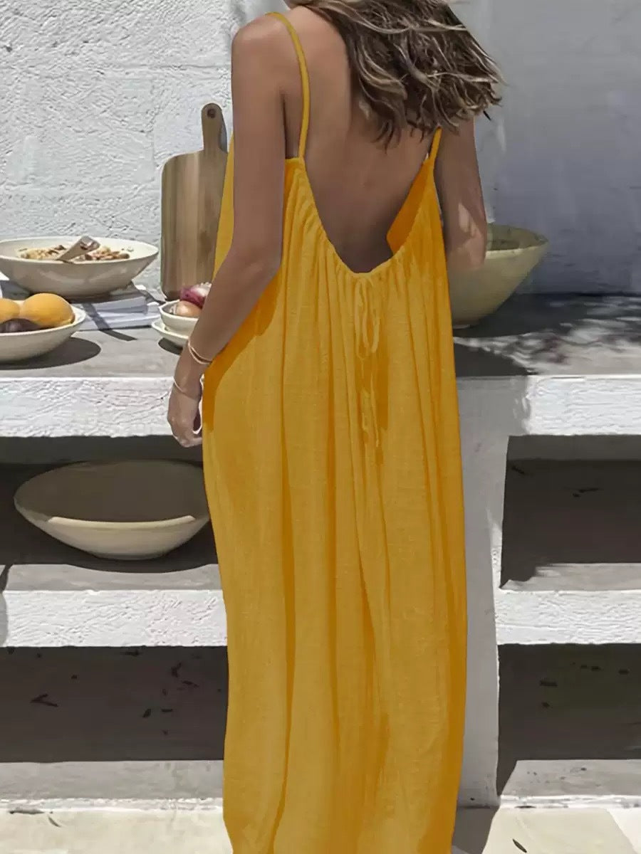 Strappy Backless Long Dress Drip Depot